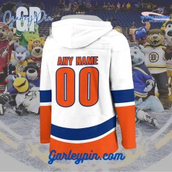 AHL Bridgeport Islanders 2024 Hockey Lace Up White Hoodie