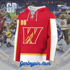 AHL Calgary Wranglers 2024 Hockey Lace Up Red Hoodie