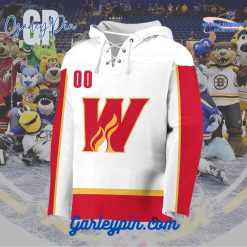 AHL Calgary Wranglers  2024 Hockey Lace Up White Hoodie