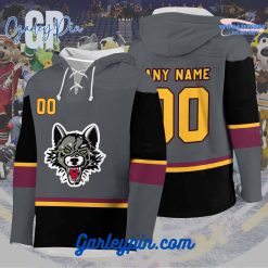 AHL Chicago Wolves 2024 Hockey Lace Up Gray Hoodie