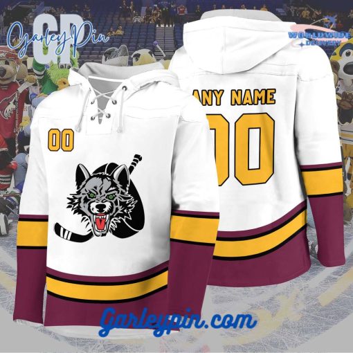 AHL Chicago Wolves 2024 Hockey Lace Up White Hoodie