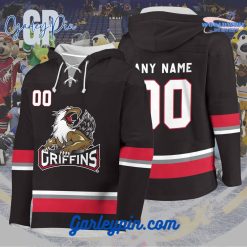 AHL Grand Rapids Griffins  2024 Hockey Lace Up Black Hoodie