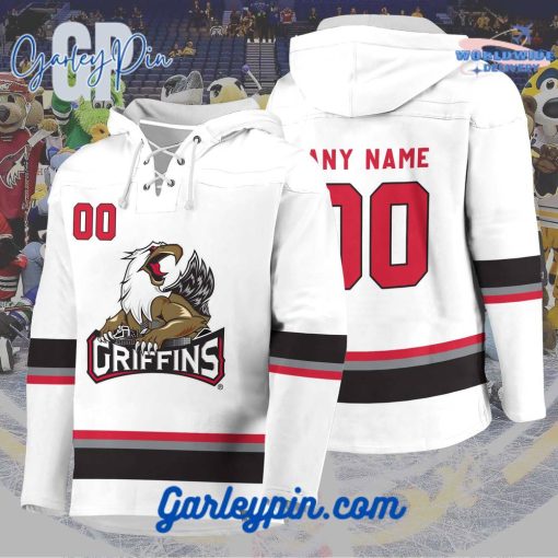 AHL Grand Rapids Griffins 2024 Hockey Lace Up White Hoodie