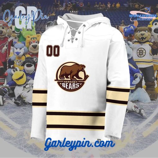 AHL Hershey Bears 2024 Hockey Lace Up White Hoodie