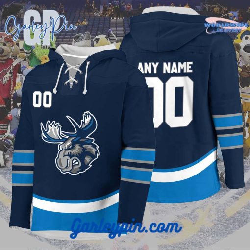 AHL Manitoba Moose  2024 Hockey Lace Up Navy Hoodie