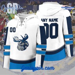 AHL Manitoba Moose 2024 Hockey Lace Up White Hoodie