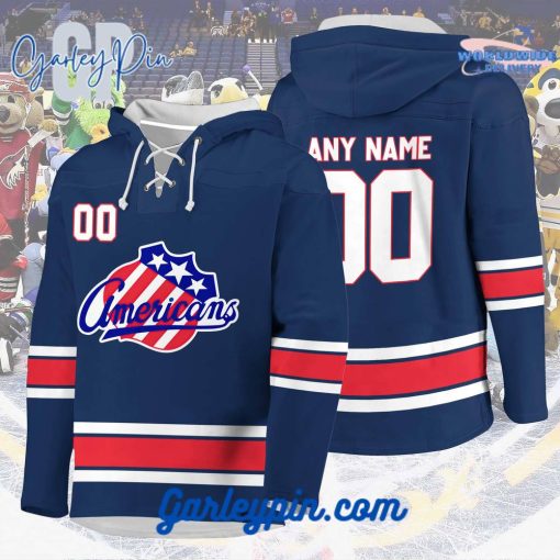 AHL Rochester Americans 2024 Hockey Lace Up Navy Hoodie