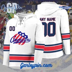 AHL Rochester Americans 2024 Hockey Lace Up White Hoodie