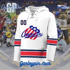 AHL Rochester Americans 2024 Hockey Lace Up White Hoodie