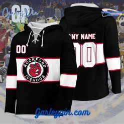 AHL Rockford IceHogs 2024 Hockey Lace Up Black Hoodie