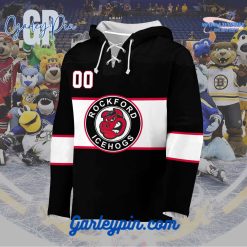 AHL Rockford IceHogs 2024 Hockey Lace Up Black Hoodie