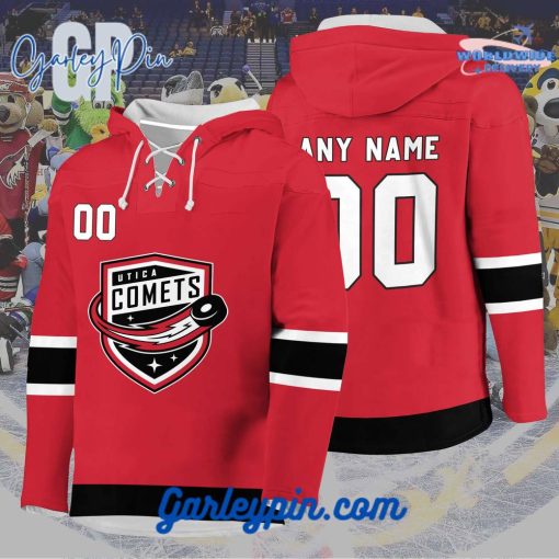 AHL Utica Comets 2024 Hockey Lace Up Red Hoodie