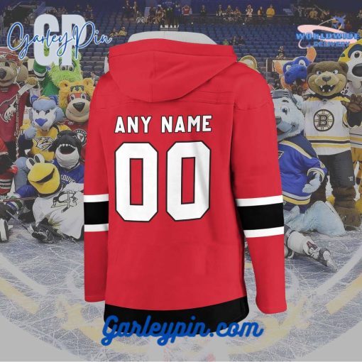 AHL Utica Comets 2024 Hockey Lace Up Red Hoodie