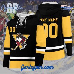 AHL WilkesBarreScranton Penguins 2024 Hockey Lace Up Black Hoodie