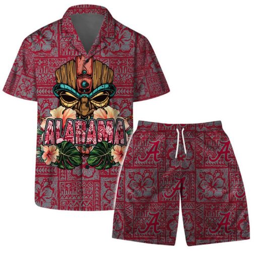 Alabama Crimson Tide NCAA  Aloha Tiki Pattern Hawaiian Set