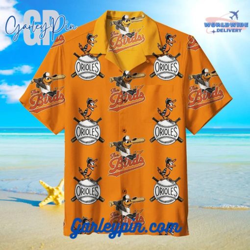 Baltimore Orioles Orange Hawaiian Shirt