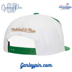 Boston Celtics Mitchell & Ness White Kelly Green Snapback Hat