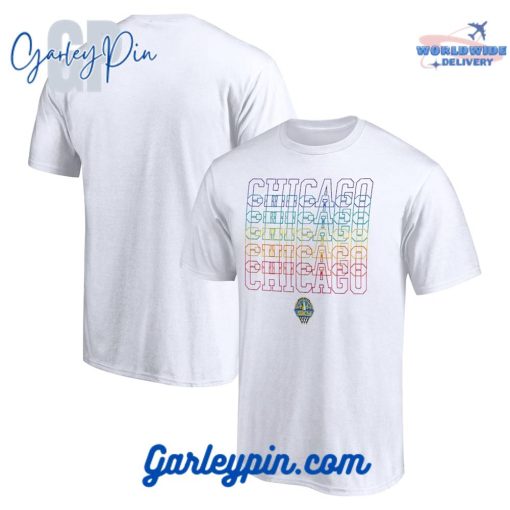 Chicago Sky Wordmark Pride White T-Shirt
