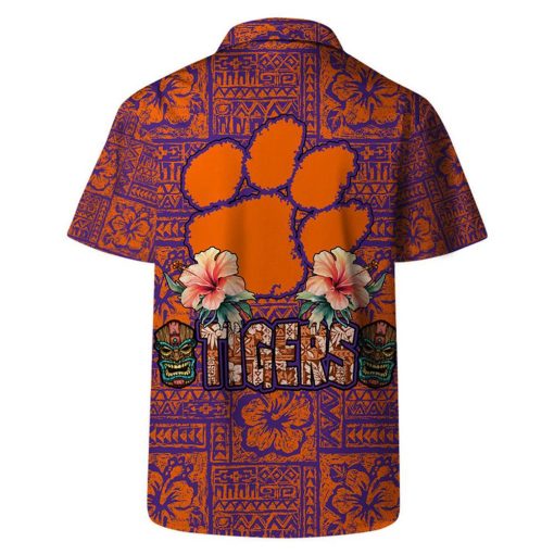 Clemson Tigers NCAA  Aloha Tiki Pattern Hawaiian Set