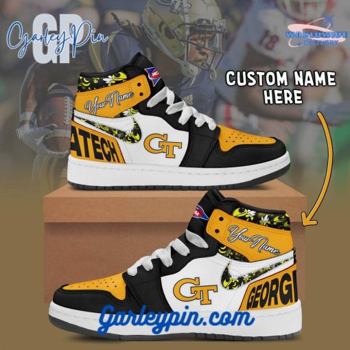 Georgia Tech Yellow Jackets NCAA Custom Name Air Jordan 1 Sneaker