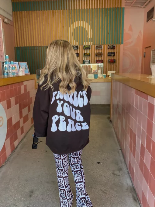 Semispoiled Protect Your Peace Brown Hoodie