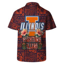 Illinois Fighting Illini NCAA Aloha Tiki Pattern Hawaiian Set