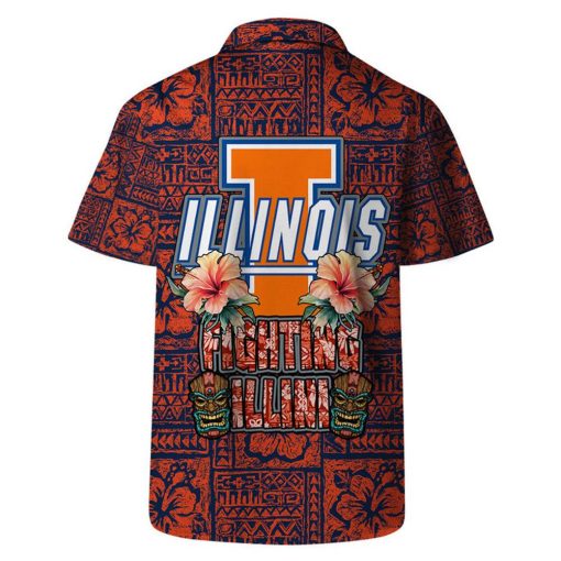 Illinois Fighting Illini NCAA  Aloha Tiki Pattern Hawaiian Set