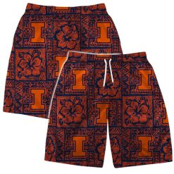 Illinois Fighting Illini NCAA Aloha Tiki Pattern Hawaiian Set