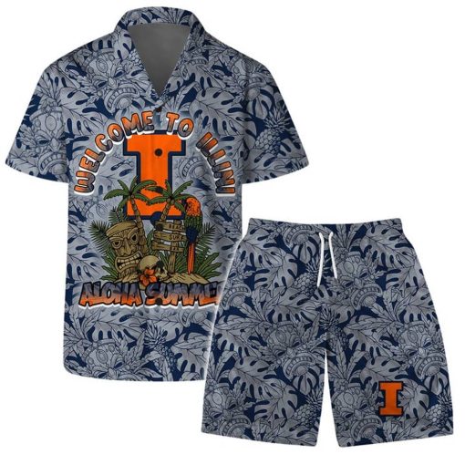 Illinois Fighting Illini Welcome To NCAA Pattern Hawaiian Set