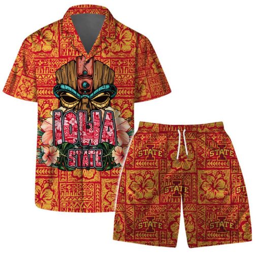 Iowa State Cyclones NCAA Aloha Tiki Pattern Hawaiian Set