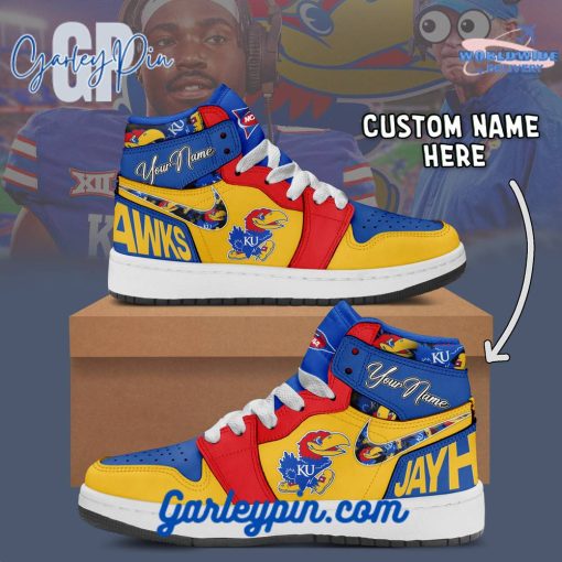 Kansas Jayhawks NCAA Custom Name Air Jordan 1 Sneaker