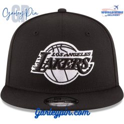 Los Angeles Lakers Black White Logo Snapback Hat