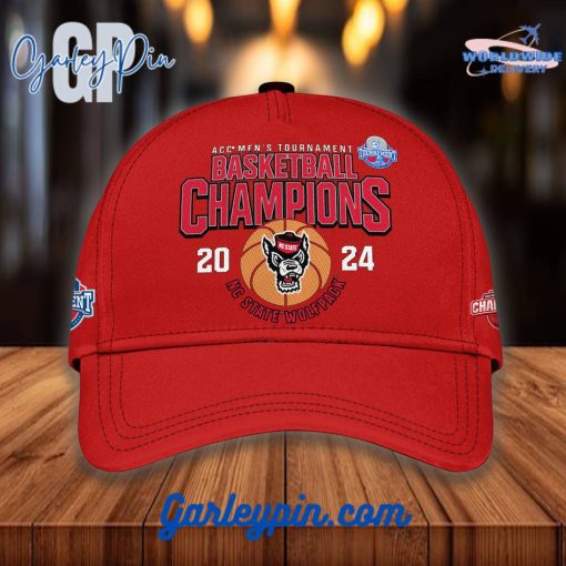 NC State Wolfpack Basketball 2024 ACC Tournament Champions Red Cap