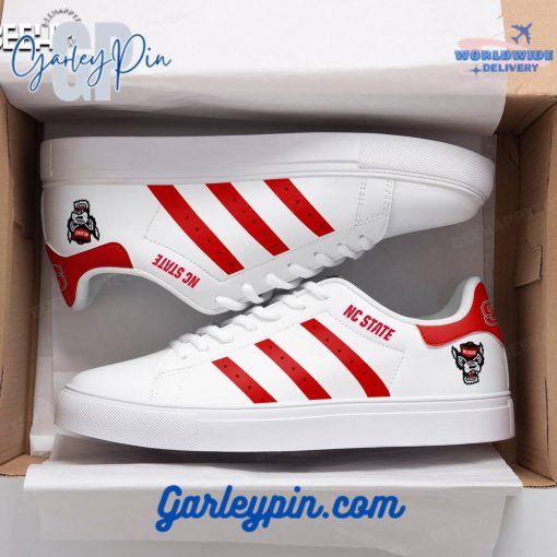 NC State Wolfpack Basketball White Red Stripes Stan Smith Shoes