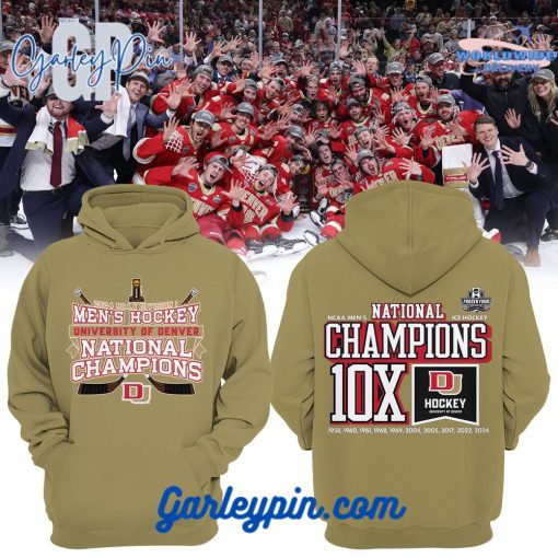 NCAA Denver Hockey 2024 National Champions 10X Brown Hoodie