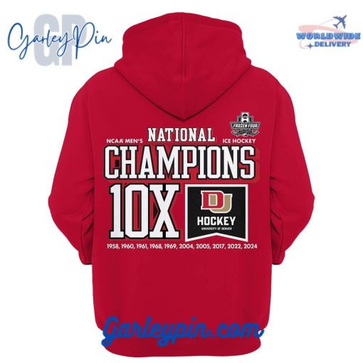 NCAA Denver Hockey 2024 National Champions 10X Red Hoodie