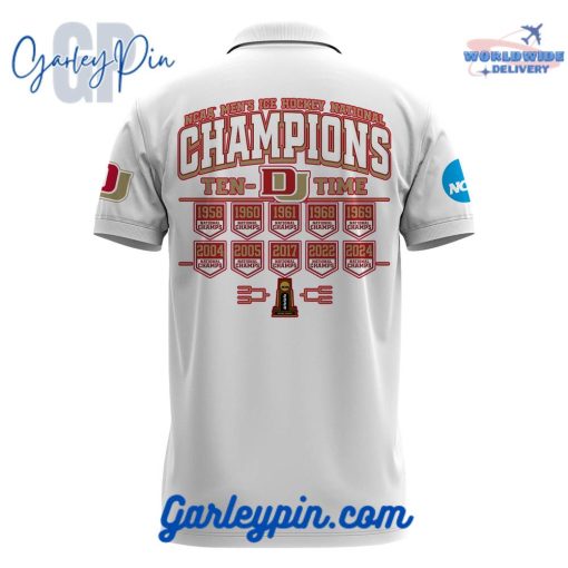 NCAA Denver Hockey Champions 2024 White Polo Shirt