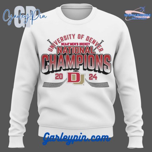 NCAA Denver Hockey Champions 2024 White Sweatshirt