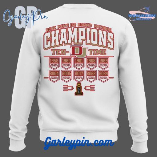 NCAA Denver Hockey Champions 2024 White Sweatshirt