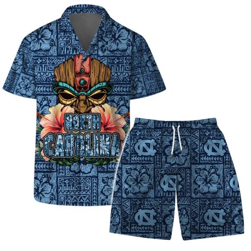 North Carolina Tar Heels  NCAA  Aloha Tiki Pattern Hawaiian Set