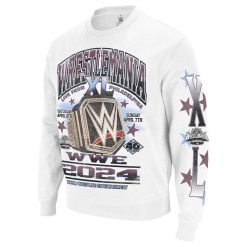 Ripple Junction White WrestleMania 40 World Heavyweight Championship Title Belt Sweatshirt 2