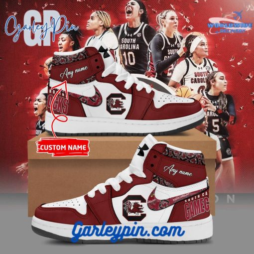 South Carolina Gamecocks 2024 NCAA Women’s Basketball National Champions Red Air Jordan 1 Sneakers