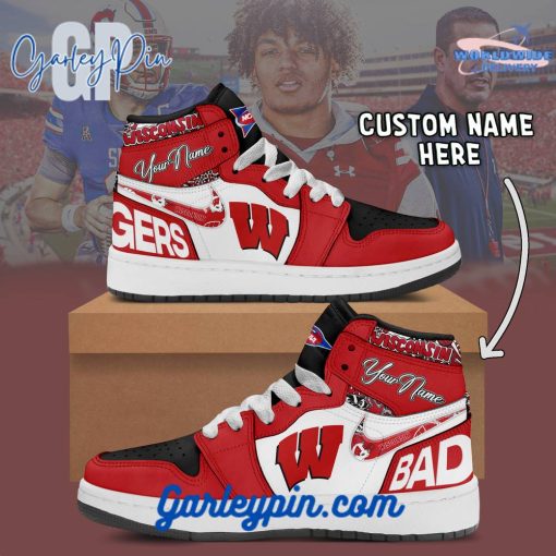 Wisconsin Badgers NCAA Custom Name Air Jordan 1 Sneaker