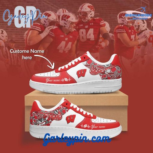 Wisconsin Badgers NCAA Custom Name Nike Air Force 1 Sneaker