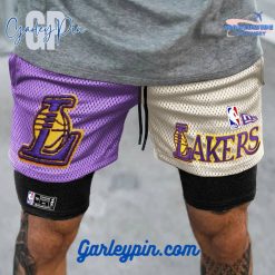 Los Angeles Lakers Purple And Cream Shorts