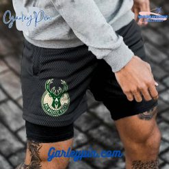 Milwaukee Bucks NBA Gray Black Shorts