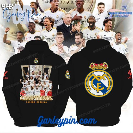 Real Madrid Laliga 23/24 Champions Black Hoodie