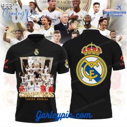 Real Madrid Laliga 23/24 Champions Black T-Shirt